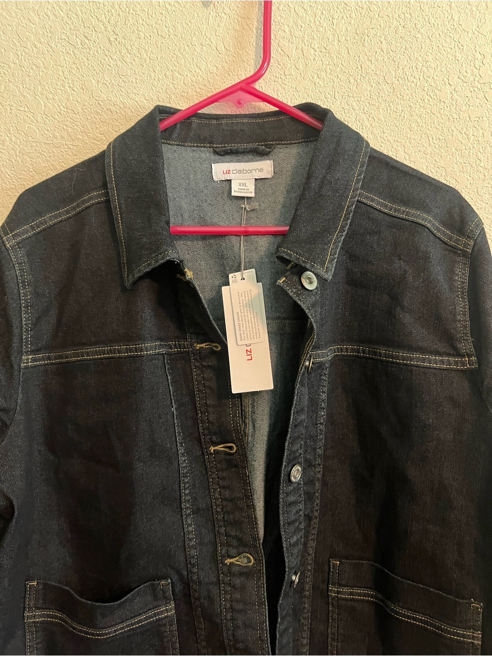 NWT Liz Claiborne Black Denim Jacket with Patch Pockets XXL - Picture 2 of 10